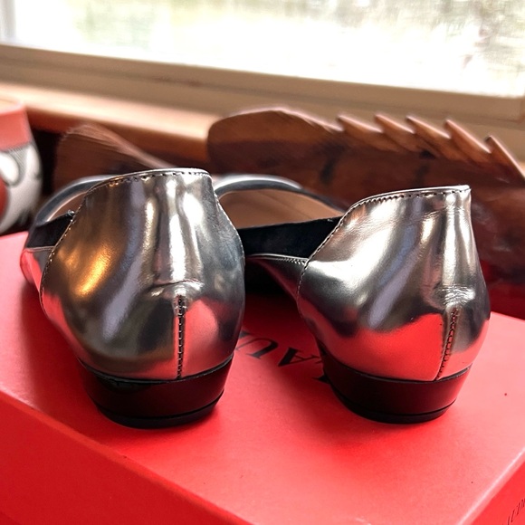 NWT New in Box Claudia Ciuti Kika Black Suede and Gun Metal Leather Flats Party - Picture 6 of 11